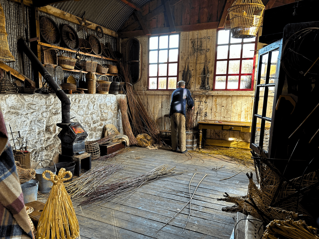 Bob grading willow in his workshop
