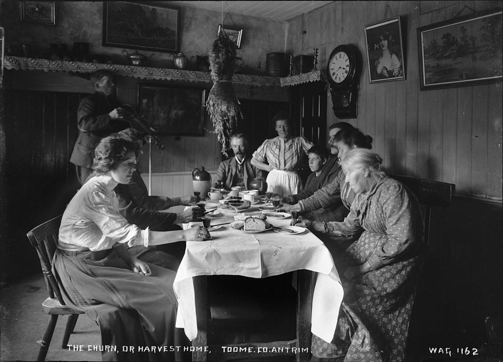 The sheaf decorated and hung above the table 
