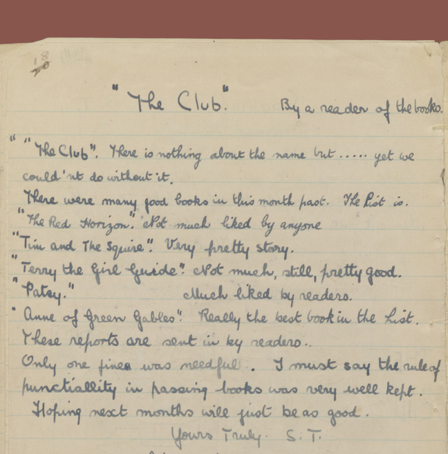 A page in a handmade magazine sharing information about a book club.