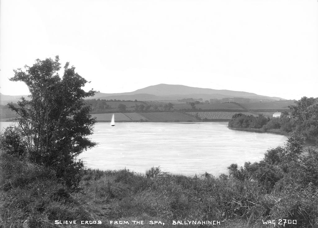 A photograph of Slieve Cobb taken from a lakeside.