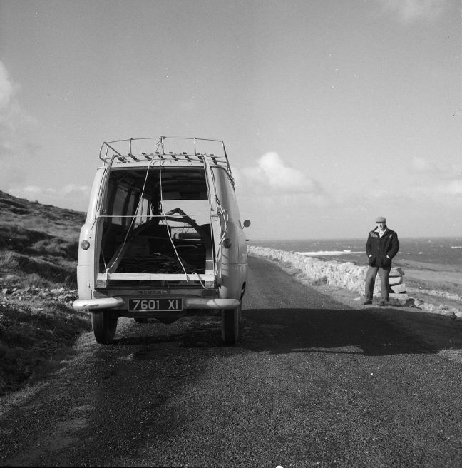 Building a Curragh, Downings Co. Donegal. Museum van enroute for home. Director also in picture.