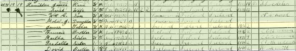 1900 census- James Hamilton household