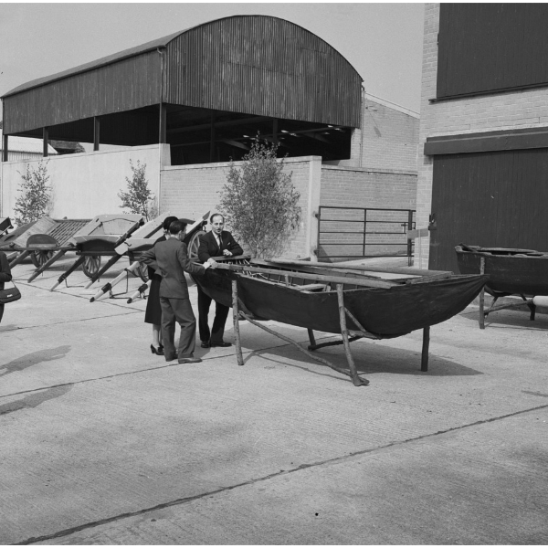 Photographic negative; Opening of first outdoor exhibit - Duncrun, Cottar House, from Magilligan, Co. Derry.